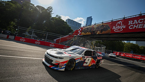 Shane Van Gisbergen, driver of the #9 WeatherTech/Red Bull Chevrolet, drives during the NASCAR Xfinity Series The Loop 110 at Chicago Street Course on July 05, 2025 in Chicago, Illinois.